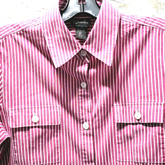 RAFAELLA RED/WHITE STRIPED 3/4 SLV SHIRT SZ 8 - Picture 3 of 8